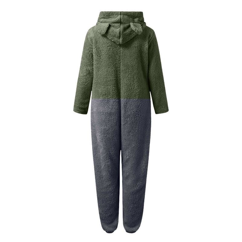Pijama de lana esponjosa para mujer, mono cálido de talla grande, Multicolor, con capucha, 5XL