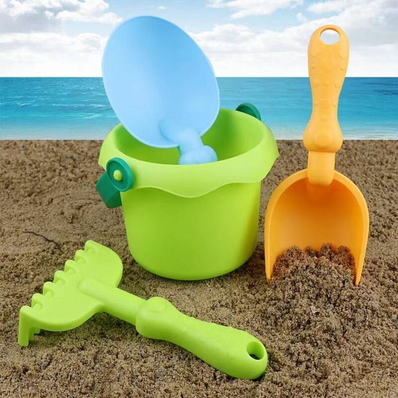 Beach Sand Play Brinquedos para crianças, pá, ferramenta pit, balde portátil, ABS leve, 1 conjunto
