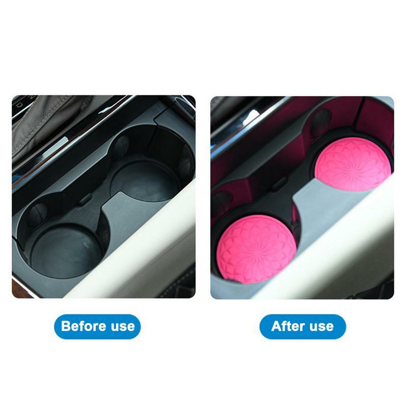 Car Water Cup Mat 4pcs Non-Slip Round Auto Drink Mat Auto Car Cup Holder Fits Most Cars Deep Folded Edge Design To Hold More