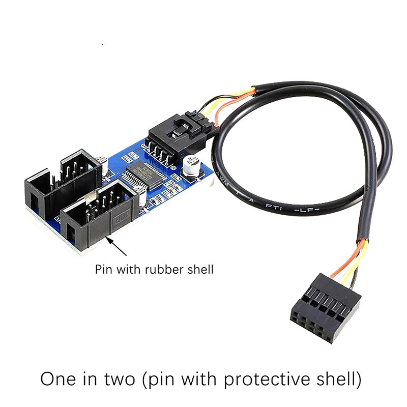 1Pc USB 9 Pin Interface Header Motherboard Extension Splitter 1 To 2 Cable Desktop USB2.0  Connectors Adapter Port