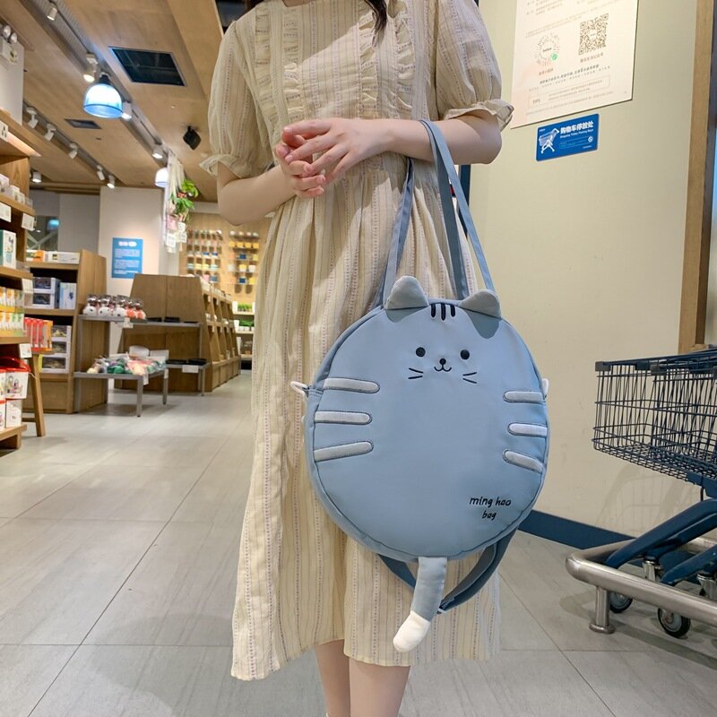 Yk2 niedlichen Katzenkopf Umhängetaschen Cartoon Anime Rucksack kawaii Reiß verschluss tasche Cartoon Puppe Umhängetaschen Aufbewahrung tasche neu