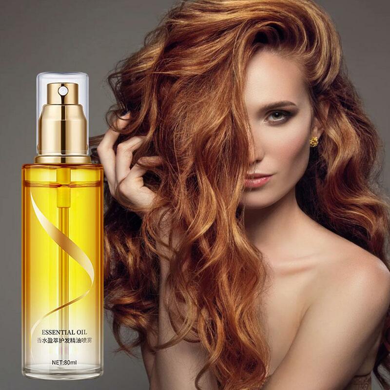 Aceite esencial con fragancia para el cuidado del cabello, Spray reparador para el cuero cabelludo, alisado del cabello, tratamiento de aceite dañado, 80ml, Q6C1