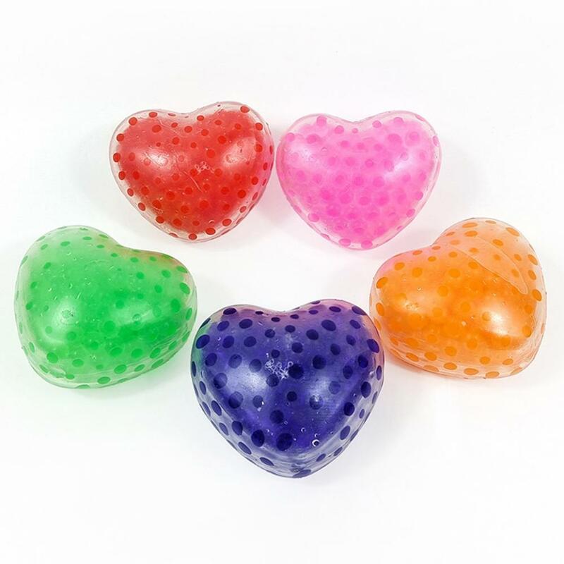 Coração Squishes Fidget Toy com Glitter Powder, Bolas Pequenas para Stress e Crianças, Presente de Dia dos Namorados, Amor, 5pcs