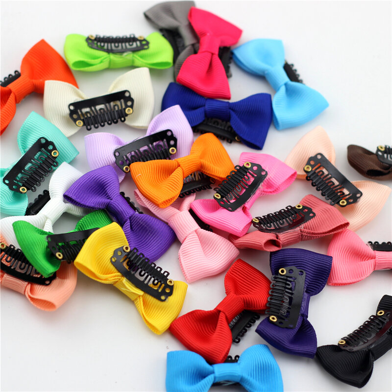 10pc 2" Little Bow Solid Ribbon Bows Babies Fine Wispy Hair Mini Latch Wisp Clip Newborn Small Hair Clip Infant Hairbows Hairpin