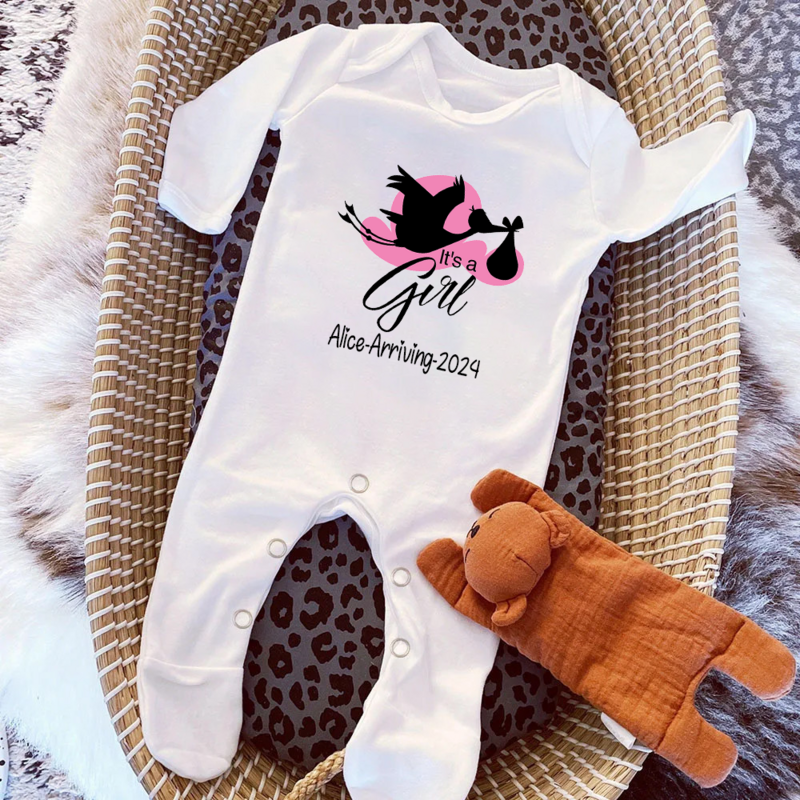 Custom Name Cartoon Animal Print Baby Sleepsuit Casual Long Sleeve Infant Romper Round Neck Jumpsuit Newborn Birth Gifts