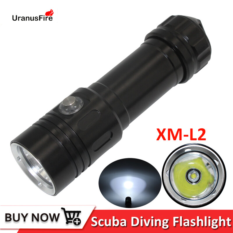 Linterna LED amarilla/blanca para buceo, lámpara subacuática de 50m, 4 archivos, resistente al agua, con batería 26650