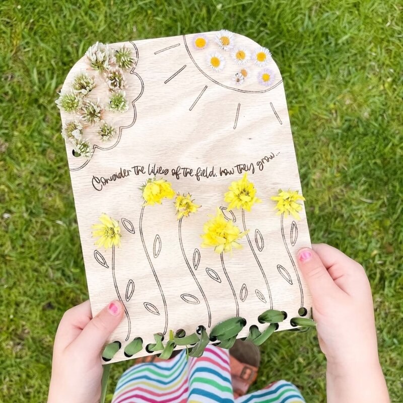 Elegante Blumen-Anzeigetafel aus Holz, Gras/Blatt-Sammeltafel für Kunstliebhaber