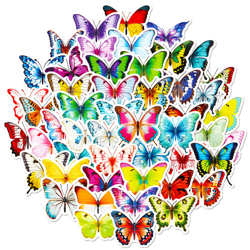 Autocollants Graffiti de la série Beautiful Butterfly, dessin animé Ins, adaptés pour ordinateur portable, bureau, tasse, décoration, bricolage, jouets, 50 pièces