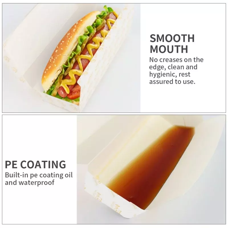 Индивидуальный продукт раскладушка на заказ из крафт-бумаги поднос для хлеба хот-дог длинная коробка для упаковки сэндвичей и бургеров
