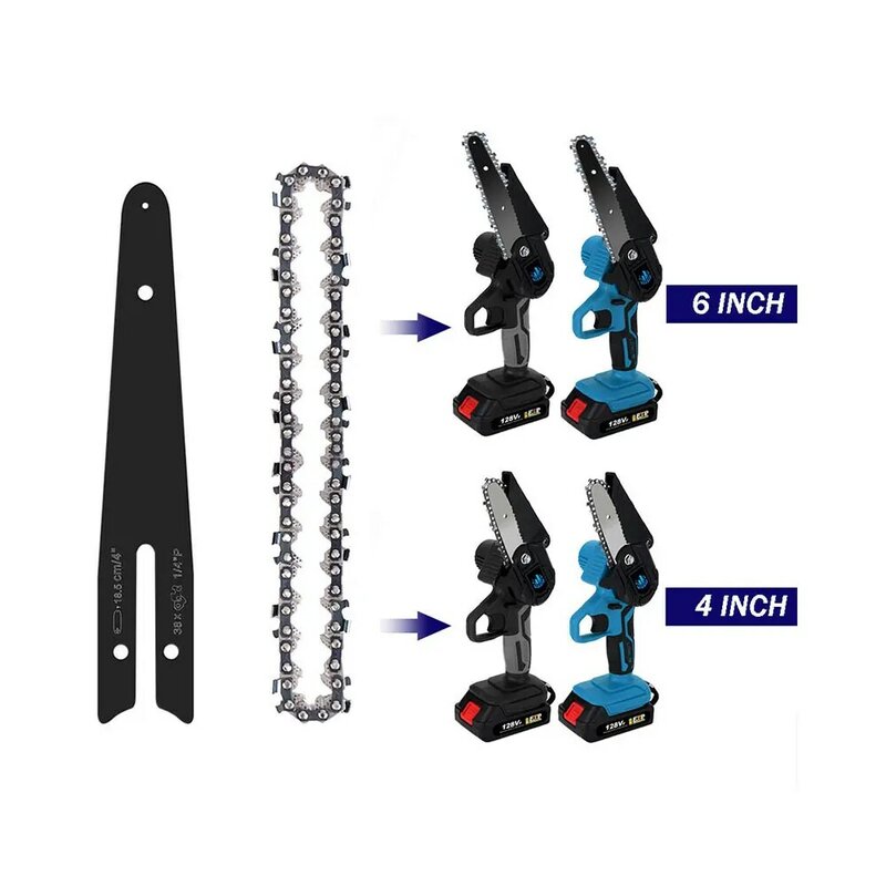 Cadena de 6 pulgadas + placa guía adecuada para motosierra sin escobillas, cadena de repuesto y placa guía, accesorios para Mini motosierra de 4/6 pulgadas