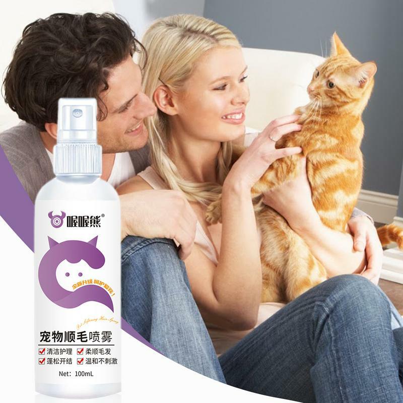 Spray desodorizante Pet Detangling para cabelos emaranhados, cabelo antiestático perfumado, nutritivo de cães e gatos, 100ml