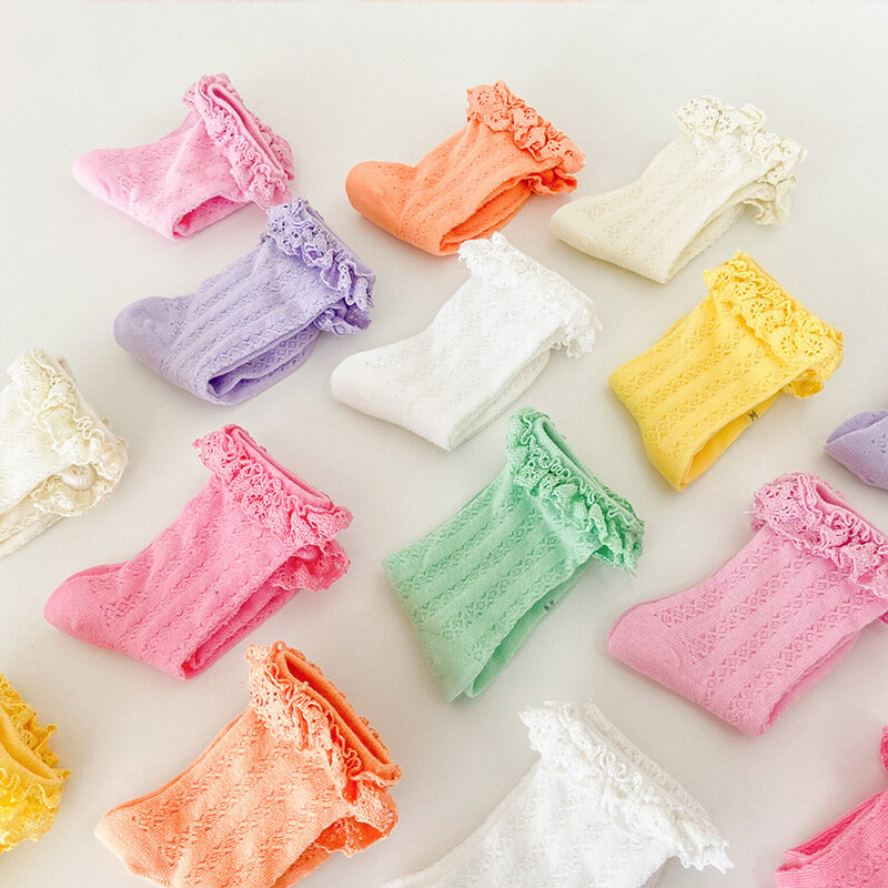 Calcetines de encaje para niña, medias finas de algodón, de 1 a 12 años, 3 pares