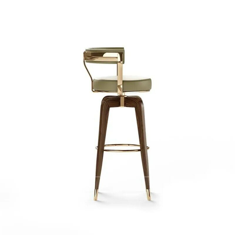 Kursi Bar baja tahan karat mewah, kursi Modern kreatif untuk dapur, bangku Bar resepsi putar, kursi tinggi kayu Solid disesuaikan