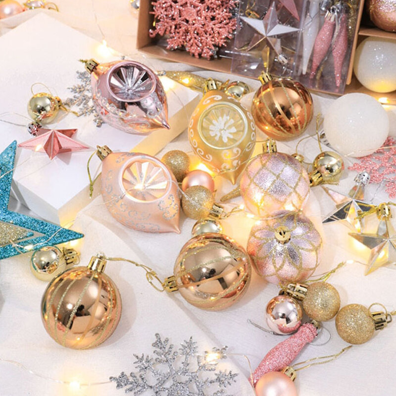 Christmas Tree Balls Star Snowflake Hanging Ornament Big Pendants Set Christmas Decorations For Home 2024 Navidad New Year 73pcs