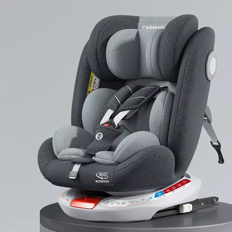 Assento de carro confortável para o bebê recém-nascido, assento giratório bidirecional, pode sentar ou reclinar, almofada de esponja, segurança infantil