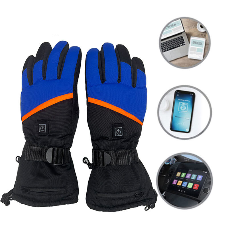 Boys Electric Heated Riding Gloves Rechargeable Electric Battery Heating Snowboarding Hiking Cycling Hunting Gloves For Mens