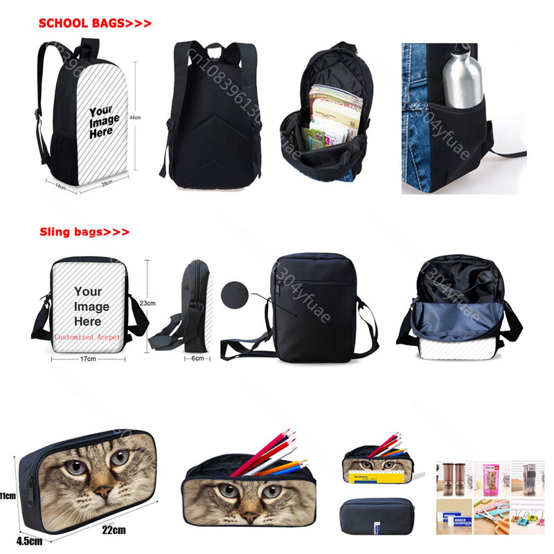 3PCS/Set 3D Horse Print School Bags Set for Teenager Girls Boys Children Kids Backpack Bagpack Child Bookbags Student Book Bag