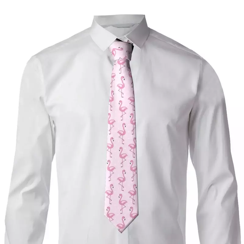 Милый галстук с фламинго, галстук в горошек, каракули, индивидуальные Галстуки «сделай сам», ретро повседневный галстук для воротника, Мужская ежедневная одежда