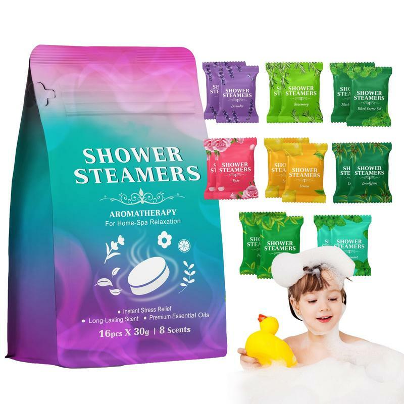 Bombes de douche à vapeur pour femme, ensemble de bain d'aromathérapie, cadeaux relaxants pour la relaxation, petite amie et mère, 16 pièces