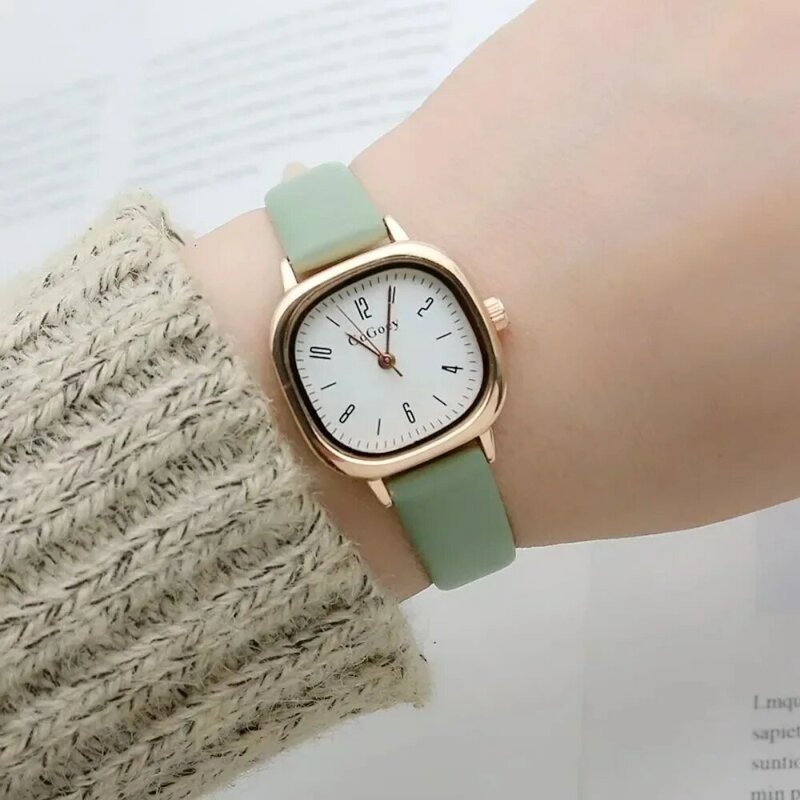 Casual Wrist Watches Retro Square Quartz Digital Mini Dial Leather Strap Clock Waterproof Wristwatch for Women Montre Femme Часы