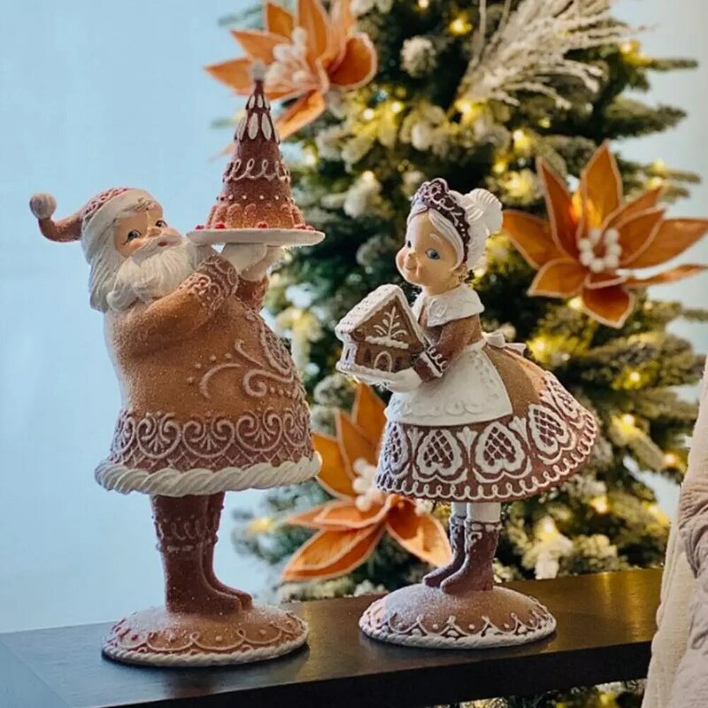 زينة عيد الميلاد سانتا كلوز الراتنج ، منزل خبز الزنجبيل ، أرفف داخلية ، حلي سانتا كلوز