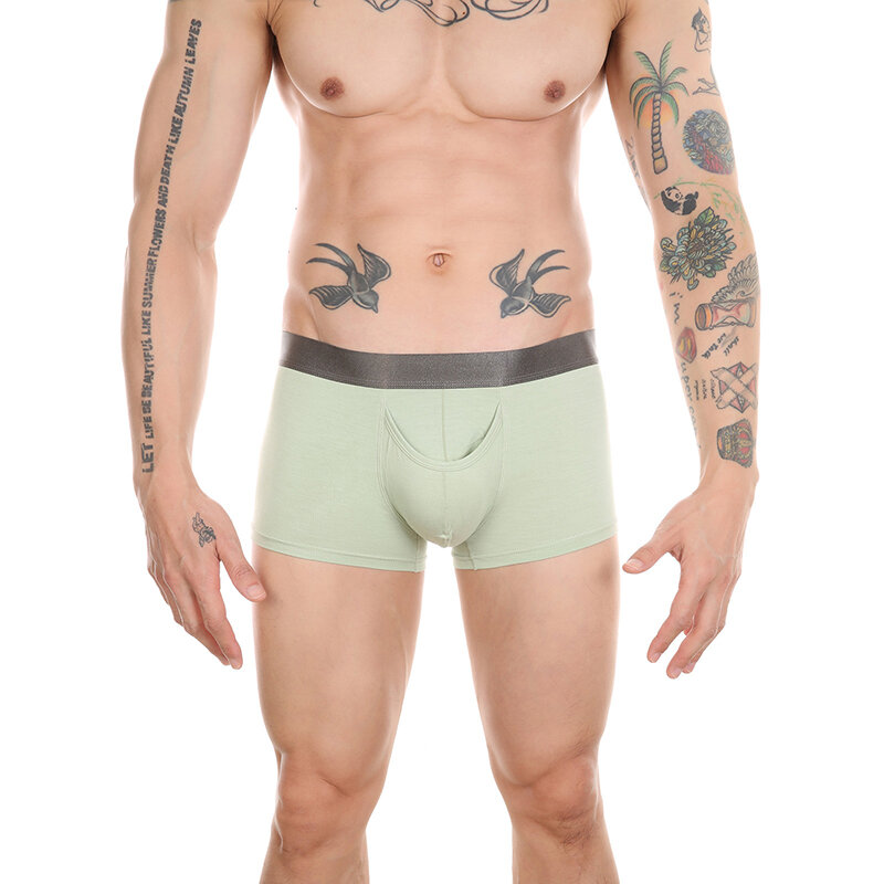 Moda męska Sexy Elepant nos bokserki Bamboo fibre miękkie oddzielne sakiewka na penisa bielizna Gay męskie oddychające bokserki majtki