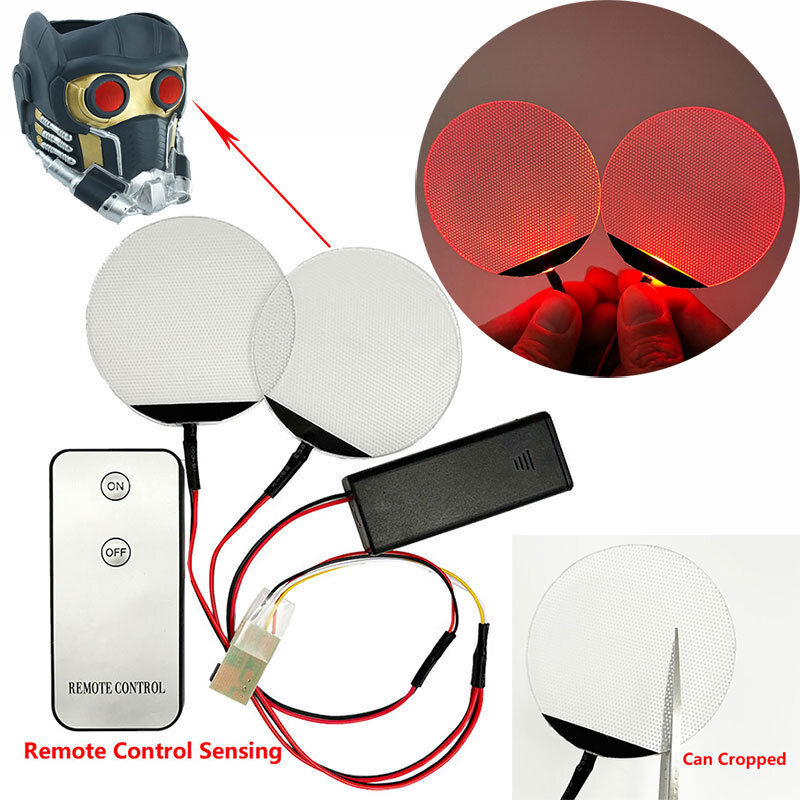 할로윈 마스크 헬멧 라운드 유연한 LED 눈 키트, 리모컨 감지 구부릴 수 있는 코스프레 눈 LED 조명 액세서리 소품