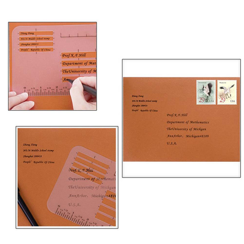 Guide d'adresse d'enveloppe adapté à une large gamme de lettres de peinture, 4 modèles de pochoirs, 12 modèles, 4 styles