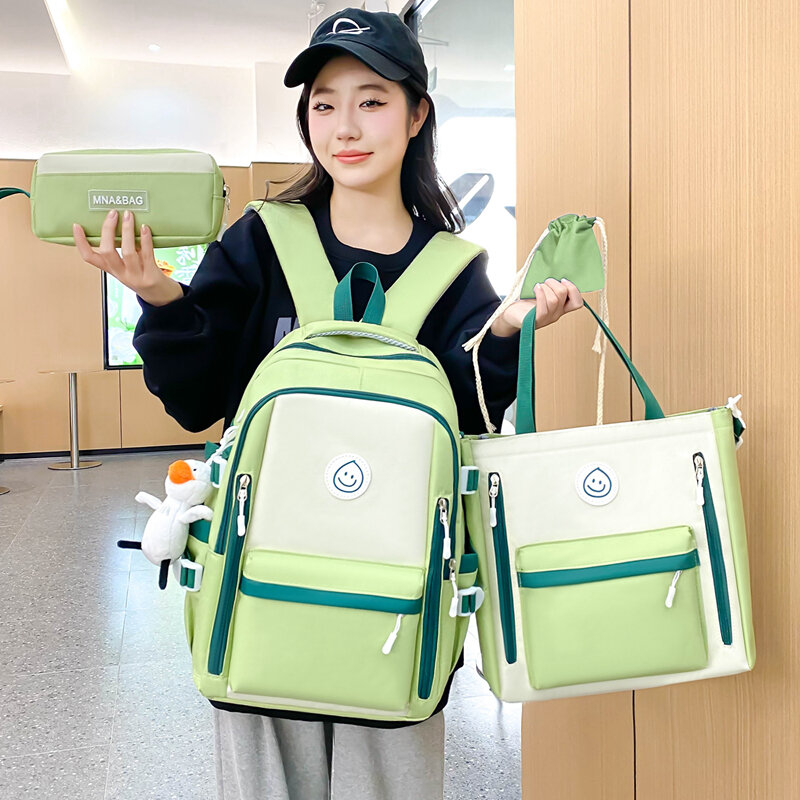4pcs Sets Children's School Backpack Kawaii Women's Bagpack Bookbag Laptop Bag For Teens Girls Mochilas 2023 Students Tote Bag50