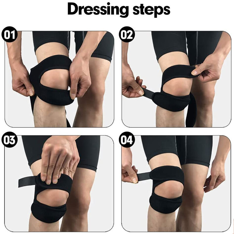 1 pz sport ginocchiera doppio rotuleo ginocchio rotula tendine supporto cinturino Brace Pad Protector Open Knee Wrap Band Fitness