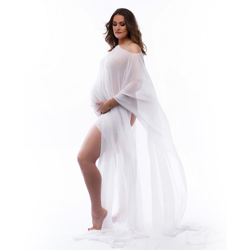 Morbido tessuto Chiffon maternità fotografia puntelli vestito Studio accessori per riprese mantello in Tulle trasparente tessuto modellante semplice