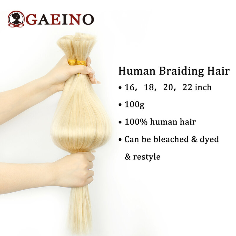 100Grams #60Straight Human Hair Braiding Bulk Hair Extensions No Weft 100%Human Hair Bundles For Women Hair Extensions 16-28Inch