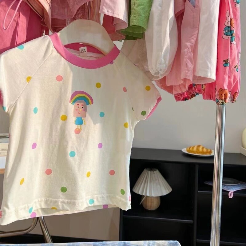 Set pakaian anak-anak bayi, setelan pakaian anak celana kuncup bunga manis merah muda