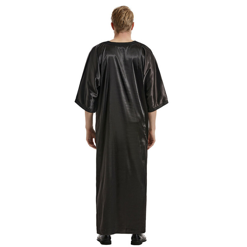 Мусульманский мужской кафтан халат атласная Вышивка Jubba Thobe арабский Саудовский Тауб ИД Рамадан турецкое исламское платье абайя традиционная одежда
