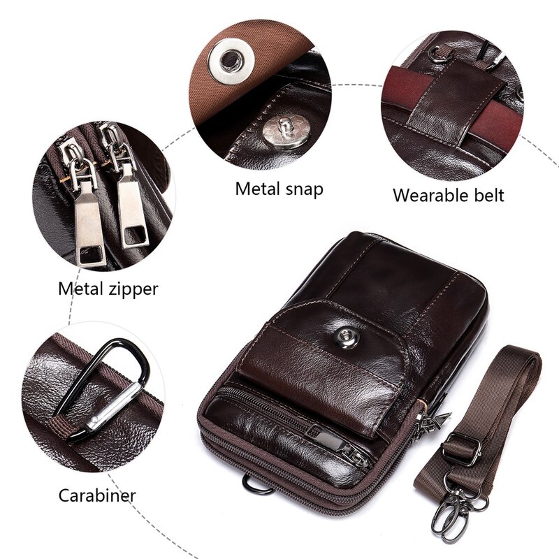 WESTAL Small Men's Bag Genuine Leather Flap Phone Belt Pouch Men's Shoulder Bags Men Leather Crossbody Bags Over The Shoulder
