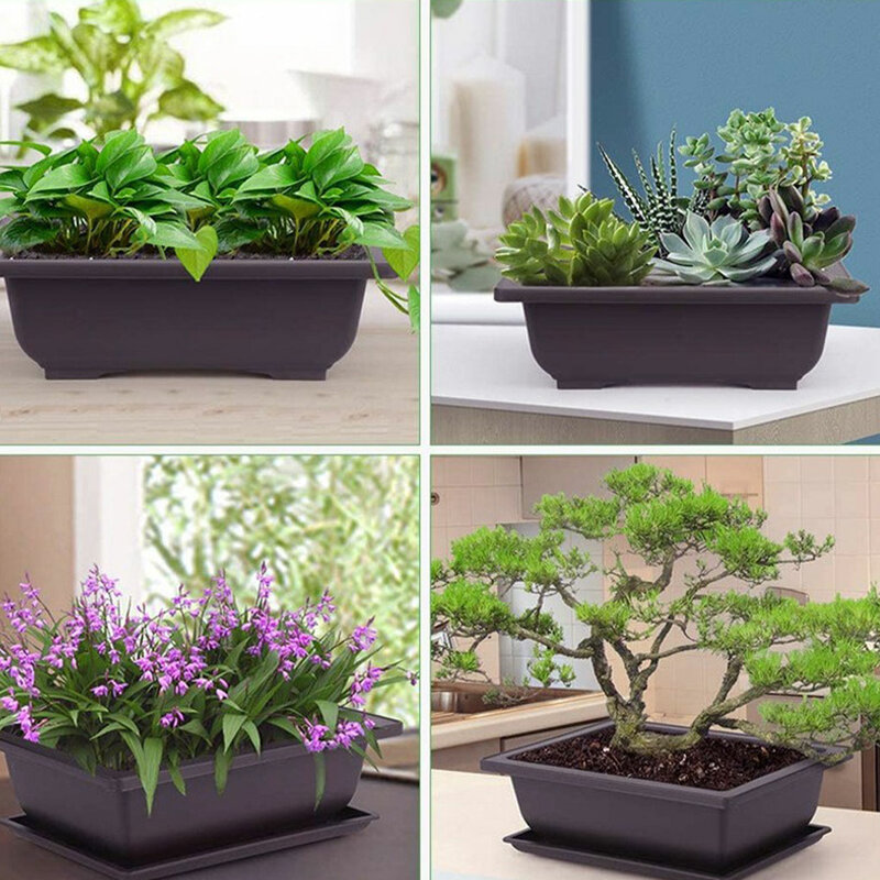 Pot Bonsai inovatif dan ringan, untuk taman dalam ruangan dan luar ruangan, Pot bunga kecantikan, balkon, nampan persegi panjang 26.5*18.5*2 cm