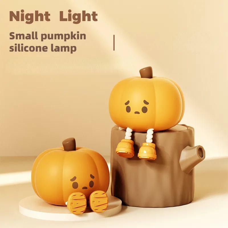 Luz de noche de calabaza de Halloween, lámpara de silicona suave, táctil, regulable, recargable, regalos para niños, decoración del hogar