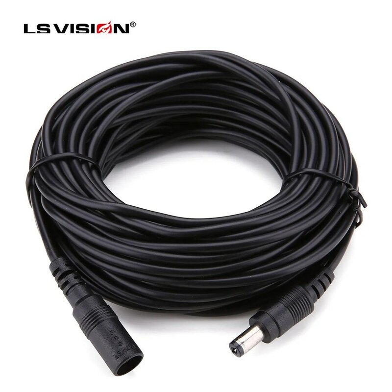 LS VISION 5M 12V 16.5FT DC Extension Extension Cable Power Supply Adapter Cord,Female to Male Wire for CCTV Security Camera