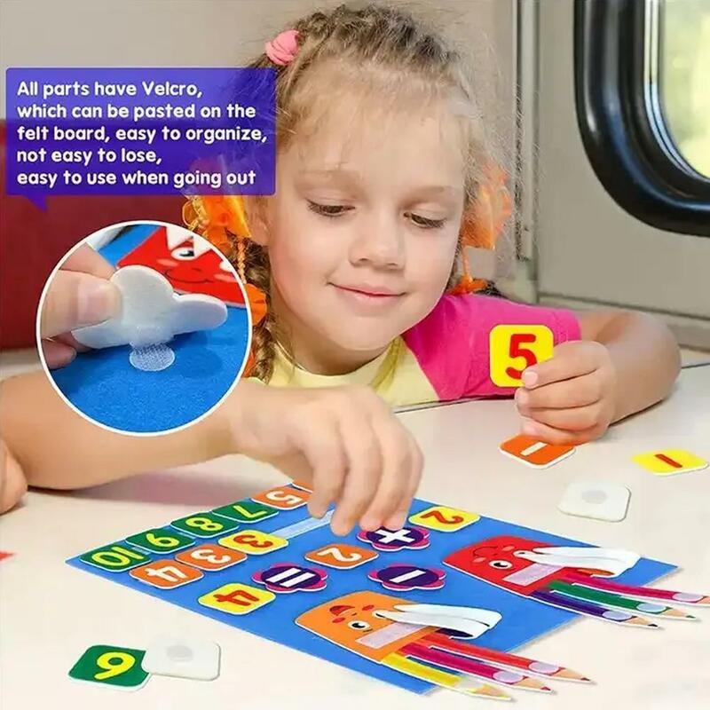 Juguete de matemáticas Montessori de fieltro para niños, tablero ocupado de conteo de bolígrafos, juguetes educativos tempranos, 30x30cm