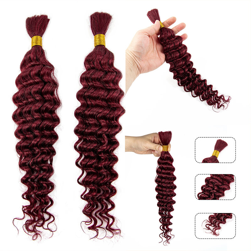 Bulk Human Hair for Braiding Curly Remy Indian Hair 16-28 Inches No Wefts Natural Color Hair Extension for Women 50g/pcs
