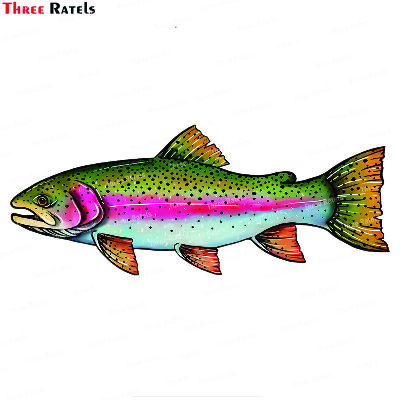 Três ratels j701 arco-íris truta adesivo para peixes tigela decoração vinil material impermeável protegido decalques
