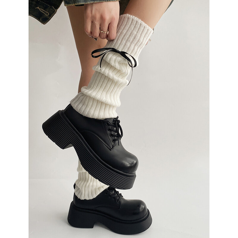 Женские осенние туфли-оксфорды на платформе с круглым носком