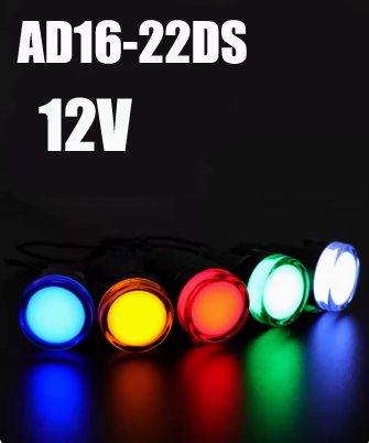 Lâmpada LED de sinal de energia plástica, pequenas contas de luz indicadora LED, vermelho, branco, verde, azul, amarelo, AD16-22DS, 12V, 1Pc Lot
