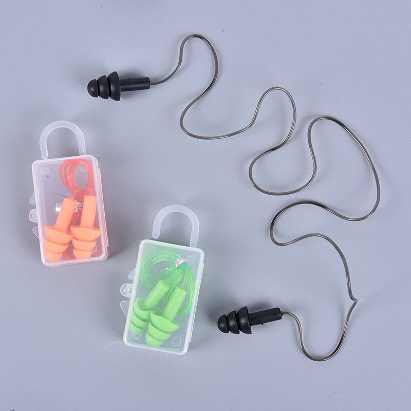 2PCS Anti-Noise Earplugs Nose Clip Case Protective Waterproof Protection Ear Plug Silicone Swim Dive Supplies security protect