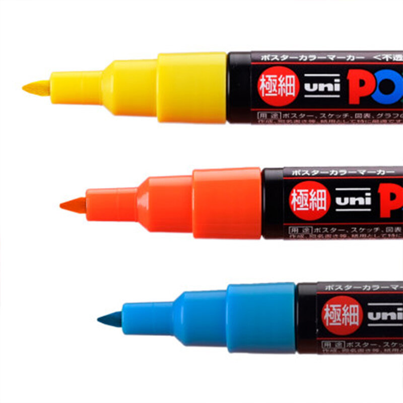 Uni Posca Paint Marker Pen - Extra Fine Point 8/12 Colors PC-1M for Rock Mug Ceramic Glass Wood Fabric Metal Painting Quick Dry