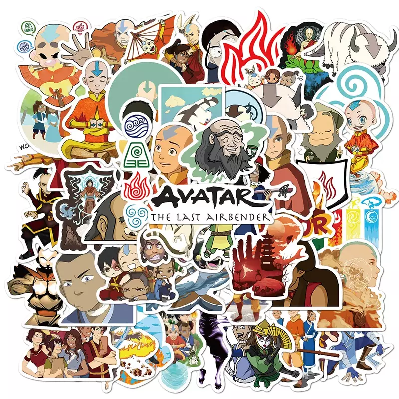 50PCS New Cool Anime Avatar The Last Airbender Waterproof Stickers DIY Skateboard Guitar Phone Cartoon Decal Kids Toy Sticker