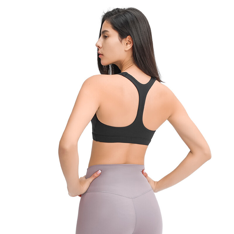 New sexy V-neck Sports Bra lu-u Gathered in Spring And Summer Breathable Y-shaped Beautiful Back Solid Color Sports Bra Female