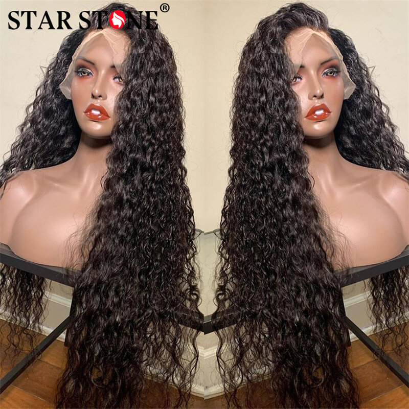 STAR STONE 180% 30 Cal luźne głębokie koronkowa fala peruka Front 13x6 przezroczyste ludzkie włosy peruki Remy kręcone 4x4 zamknięcie koronki peruka dla kobiet