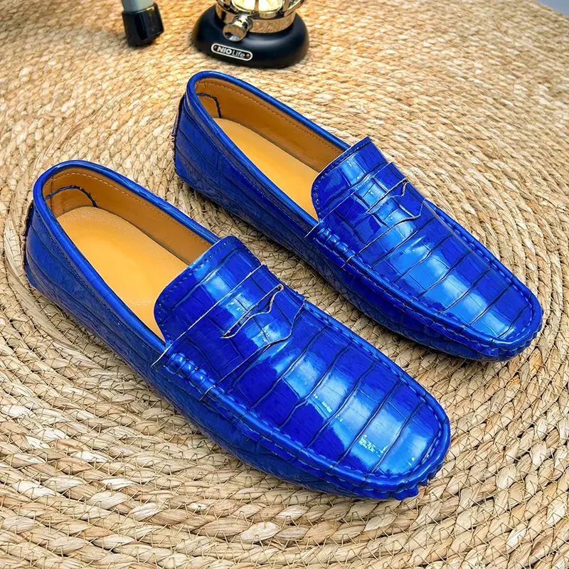 New Fashion Loafers for Men Classic Driving Shoes Casual High Quality PU Leather Comfy Mens Shoes Bright Color Loafers
