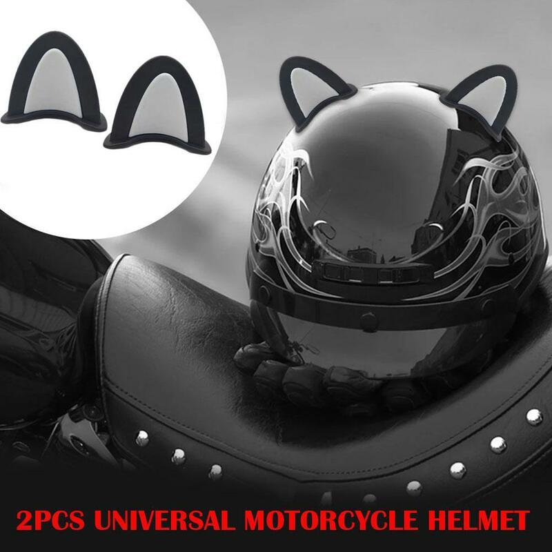 귀여운 만화 2 피스 범용 오토바이 헬멧, 고양이 귀 장식, 야외 스포츠 헬멧, 귀 장식